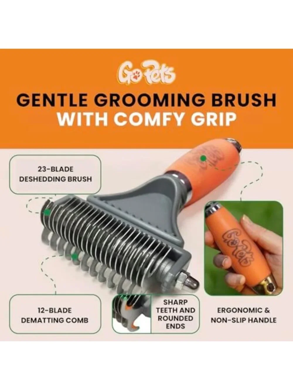 2-in-1 Deshedding & Dematting Grooming Brush for Dogs & Cats - Pet Care Tool
